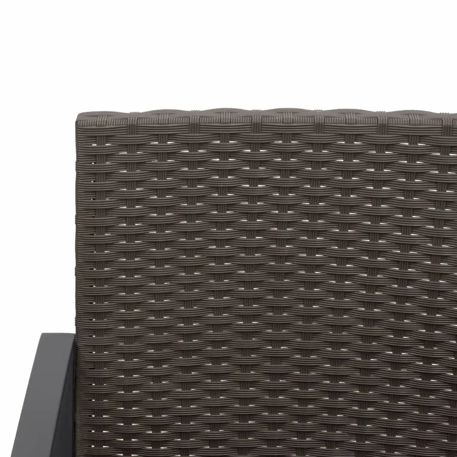 Banc de jardin à 3 places avec coussins marron PP rotin - 6