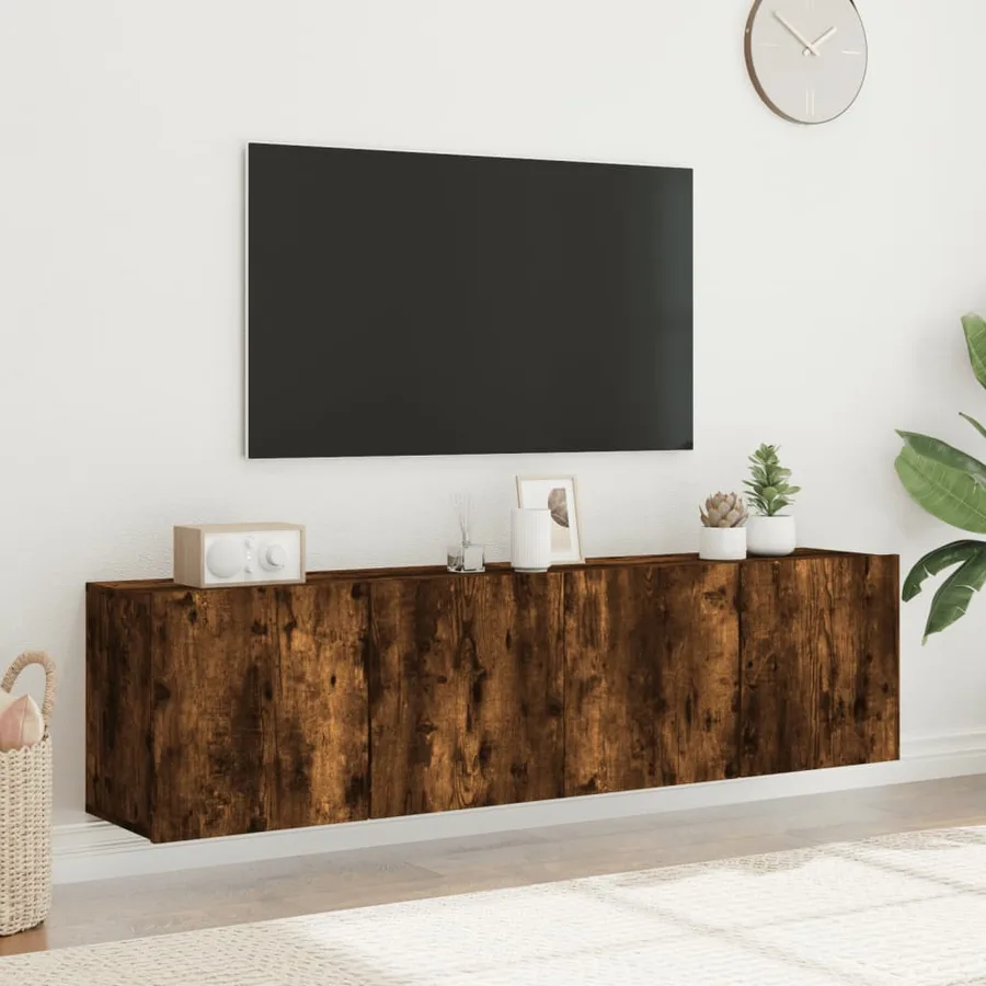 Meubles TV muraux 2 pcs chêne fumé 80x30x41 cm - 4