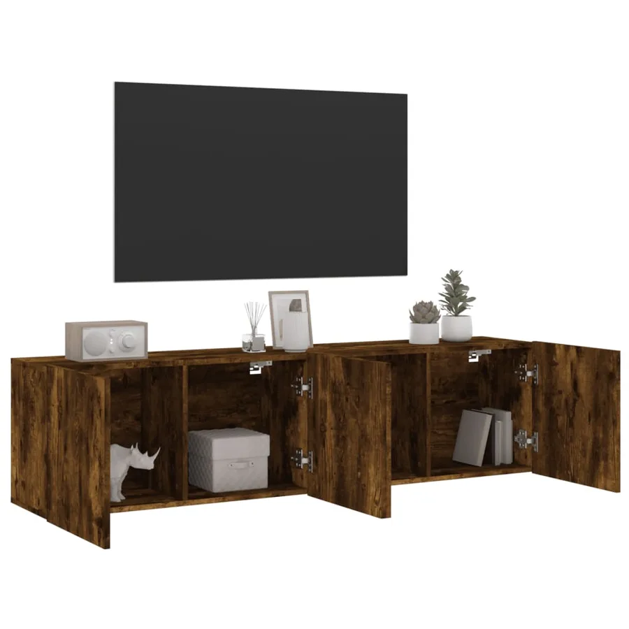 Meubles TV muraux 2 pcs chêne fumé 80x30x41 cm - 5