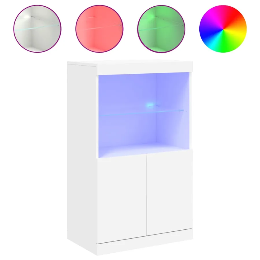 Buffet avec lumières LED blanc 60,5x37x100 cm - 2