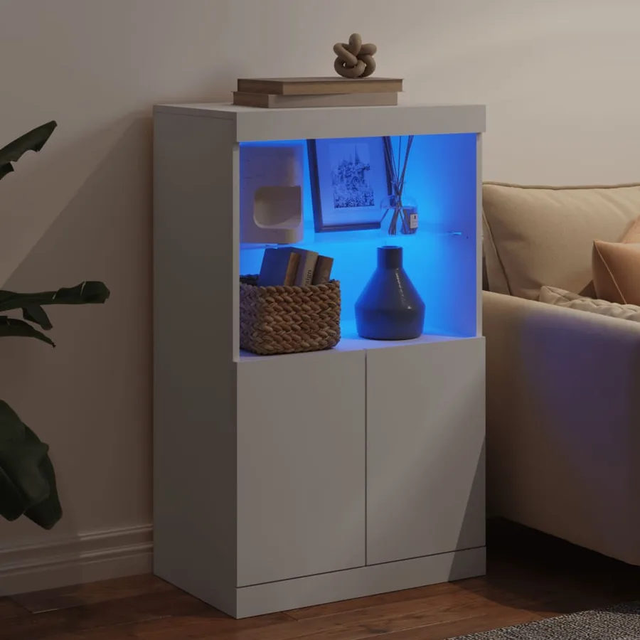 Buffet avec lumières LED blanc 60,5x37x100 cm - 4
