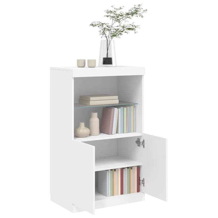 Buffet avec lumières LED blanc 60,5x37x100 cm - 5