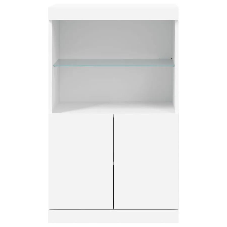 Buffet avec lumières LED blanc 60,5x37x100 cm - 6
