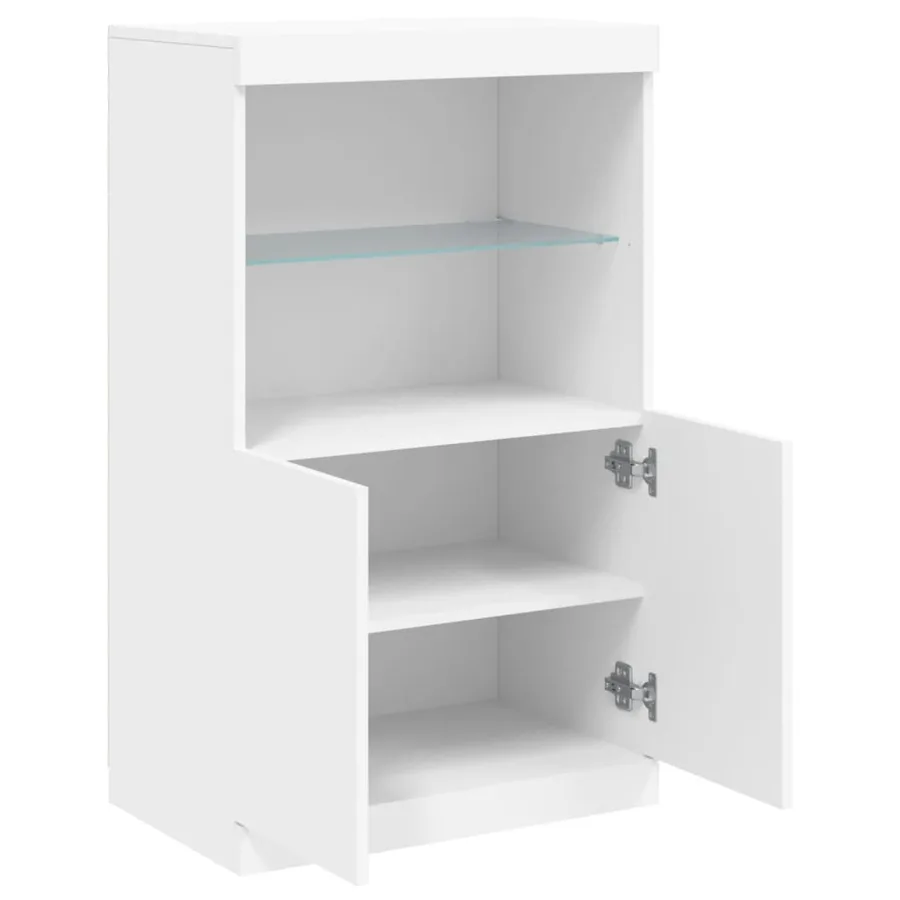Buffet avec lumières LED blanc 60,5x37x100 cm - 7