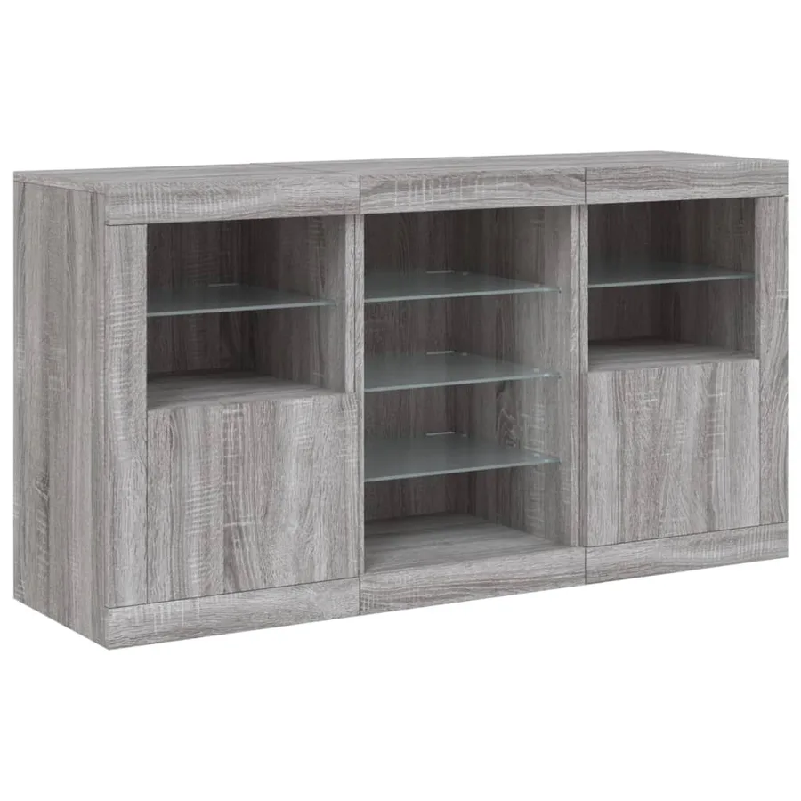 Buffet avec lumières LED sonoma gris 123x37x67 cm - 5