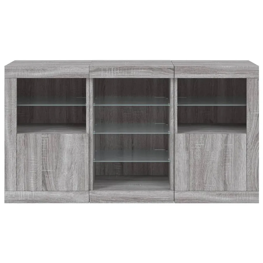 Buffet avec lumières LED sonoma gris 123x37x67 cm - 6