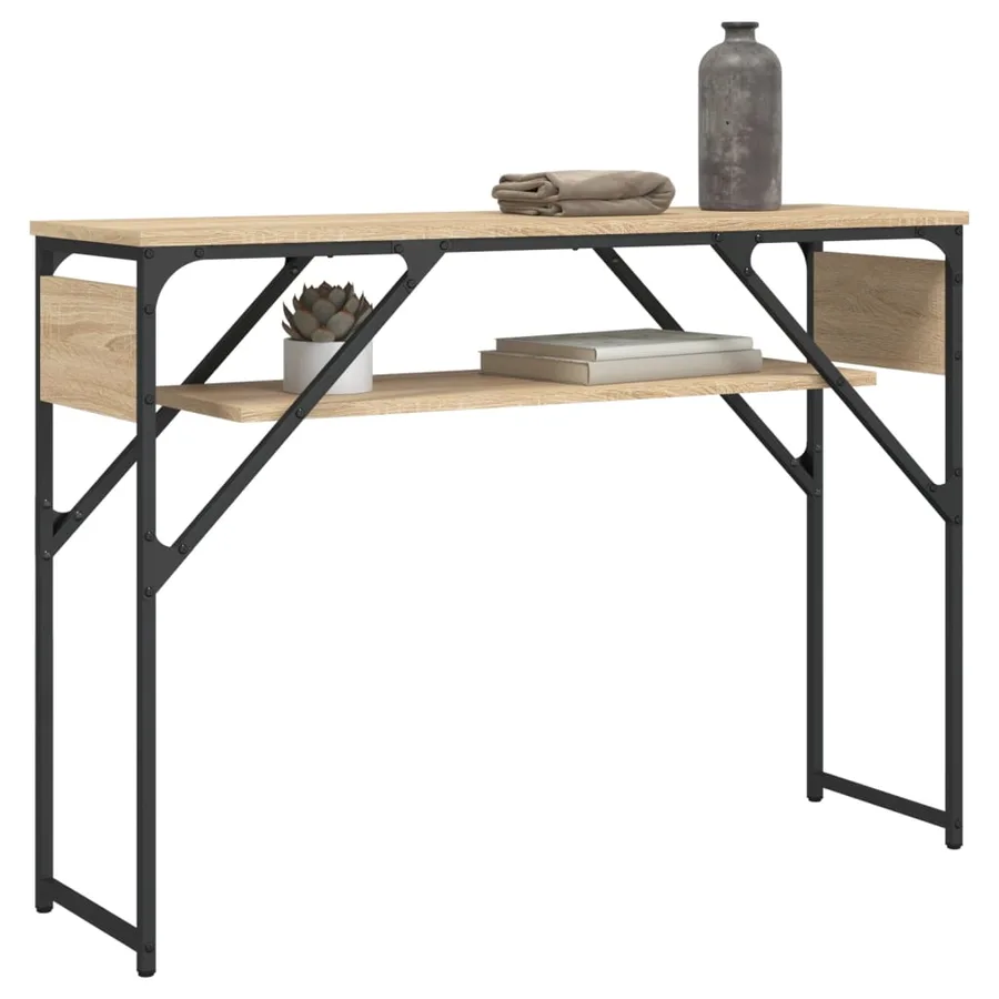 Table console avec étagère chêne sonoma 105x30x75 cm - 3