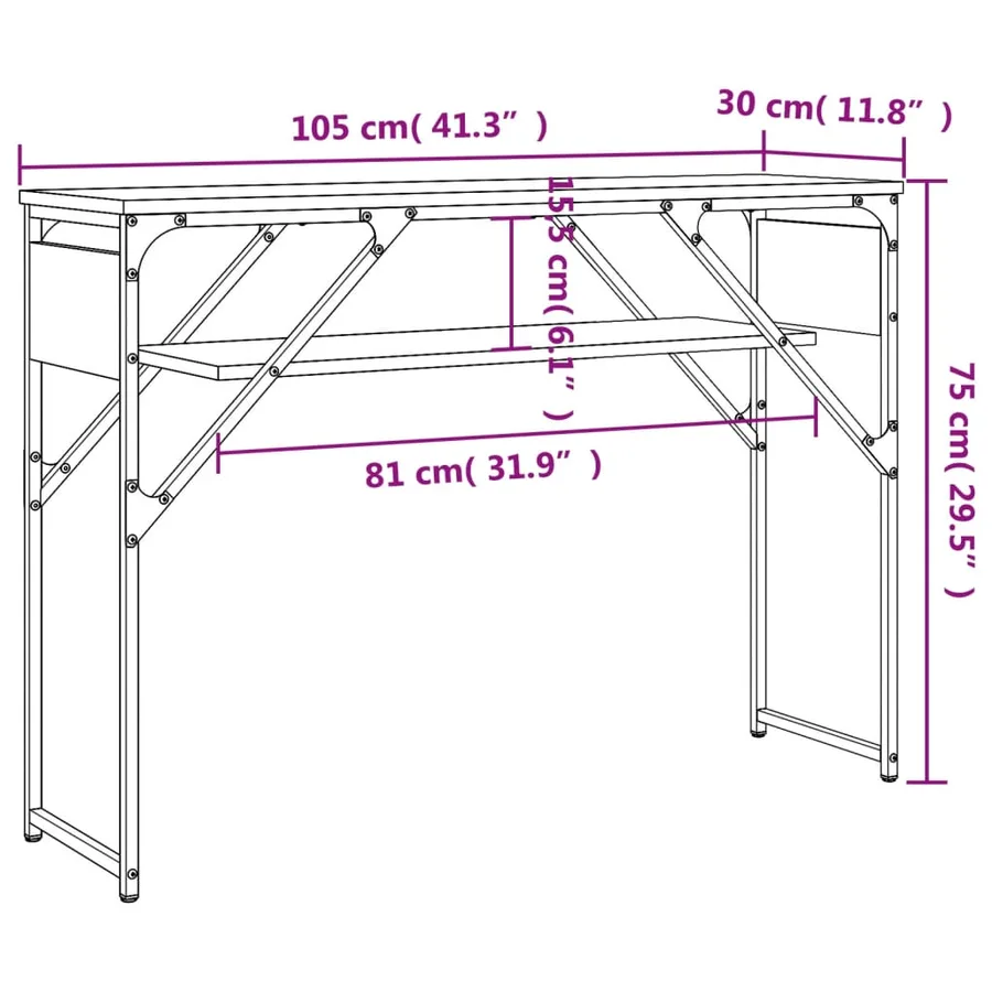 Table console avec étagère chêne sonoma 105x30x75 cm - 9
