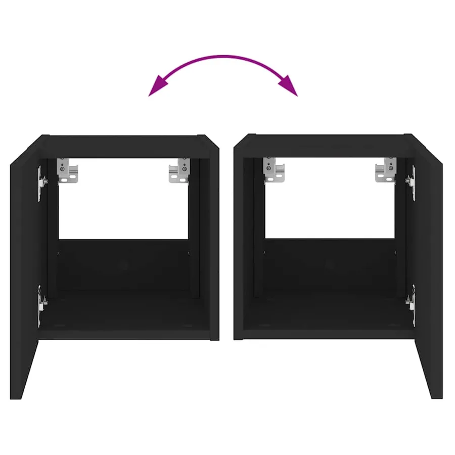 Meubles TV muraux avec lumières LED 2 pcs noir 30,5x35x30 cm - 13