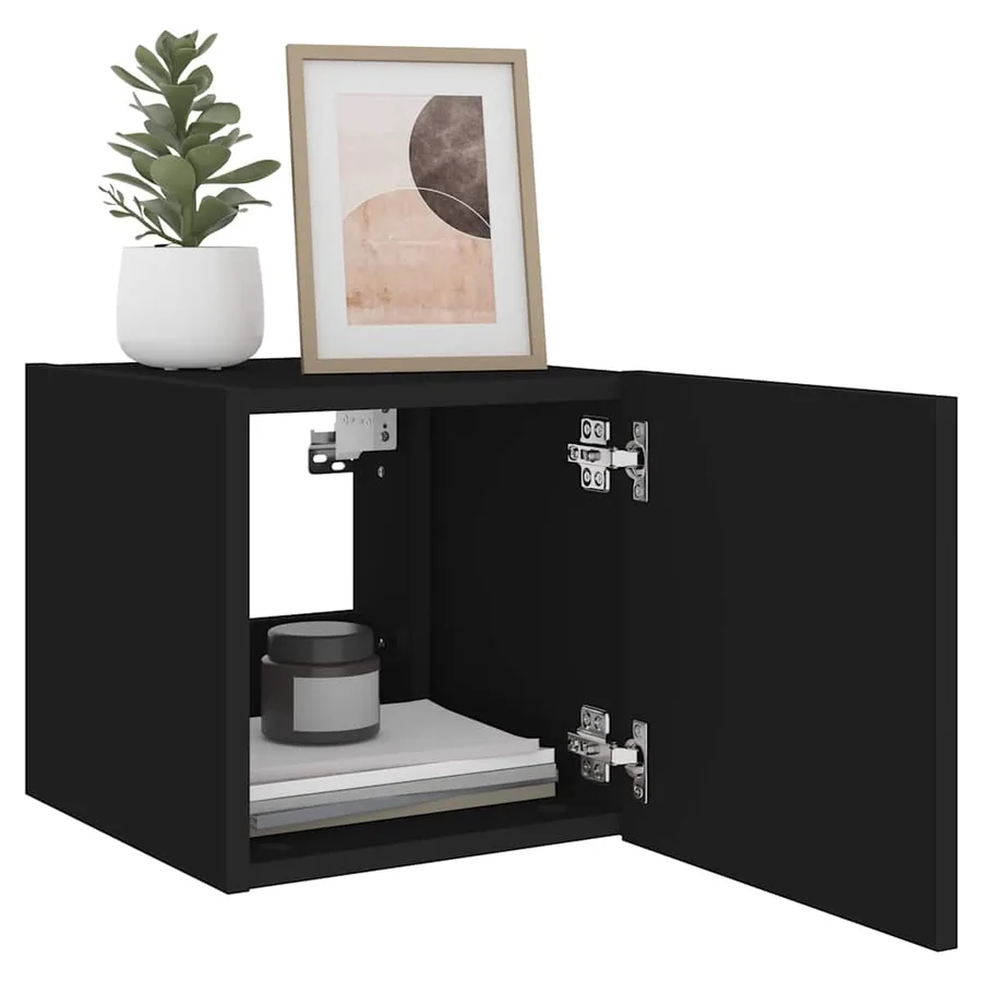 Meubles TV muraux avec lumières LED 2 pcs noir 30,5x35x30 cm - 6