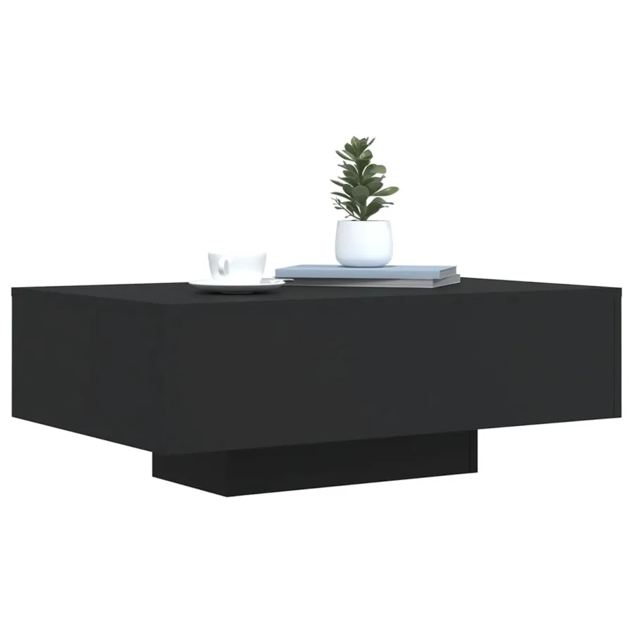 Table basse avec lumières LED noir 85x55x31 cm - 5
