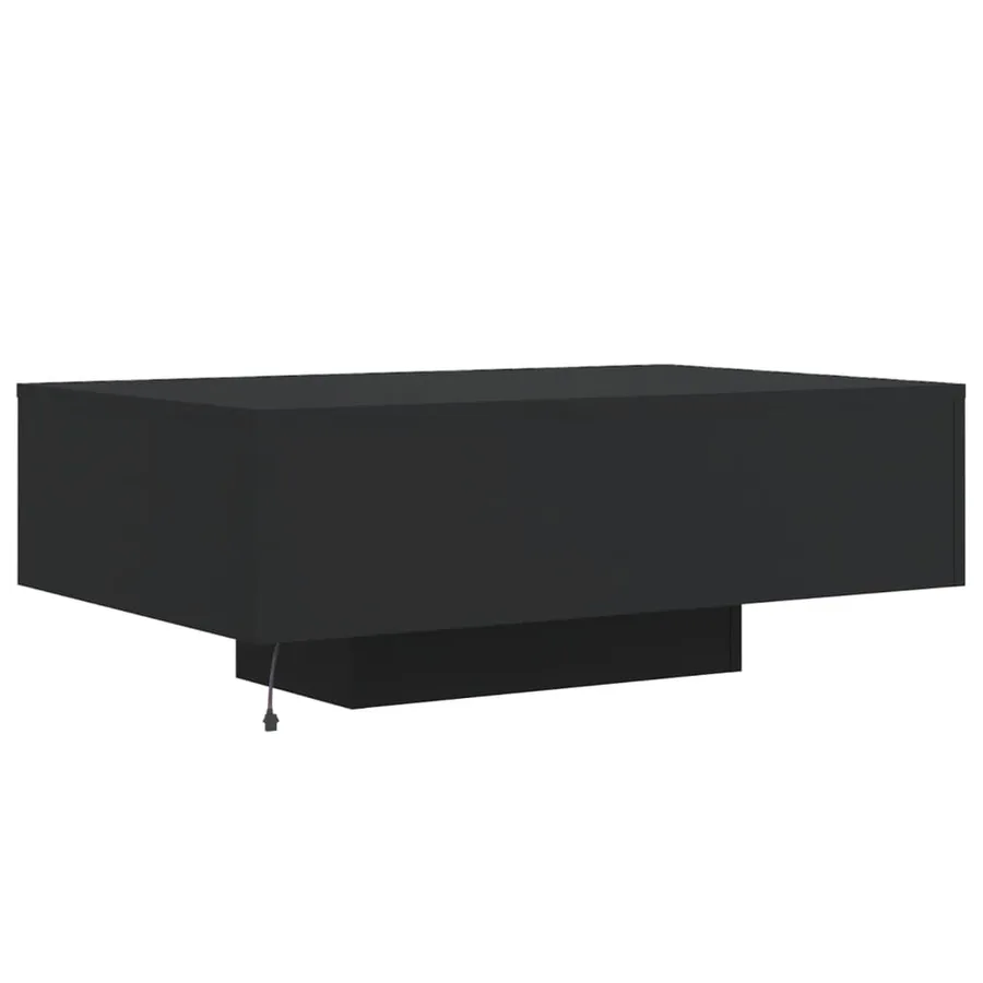 Table basse avec lumières LED noir 85x55x31 cm - 8