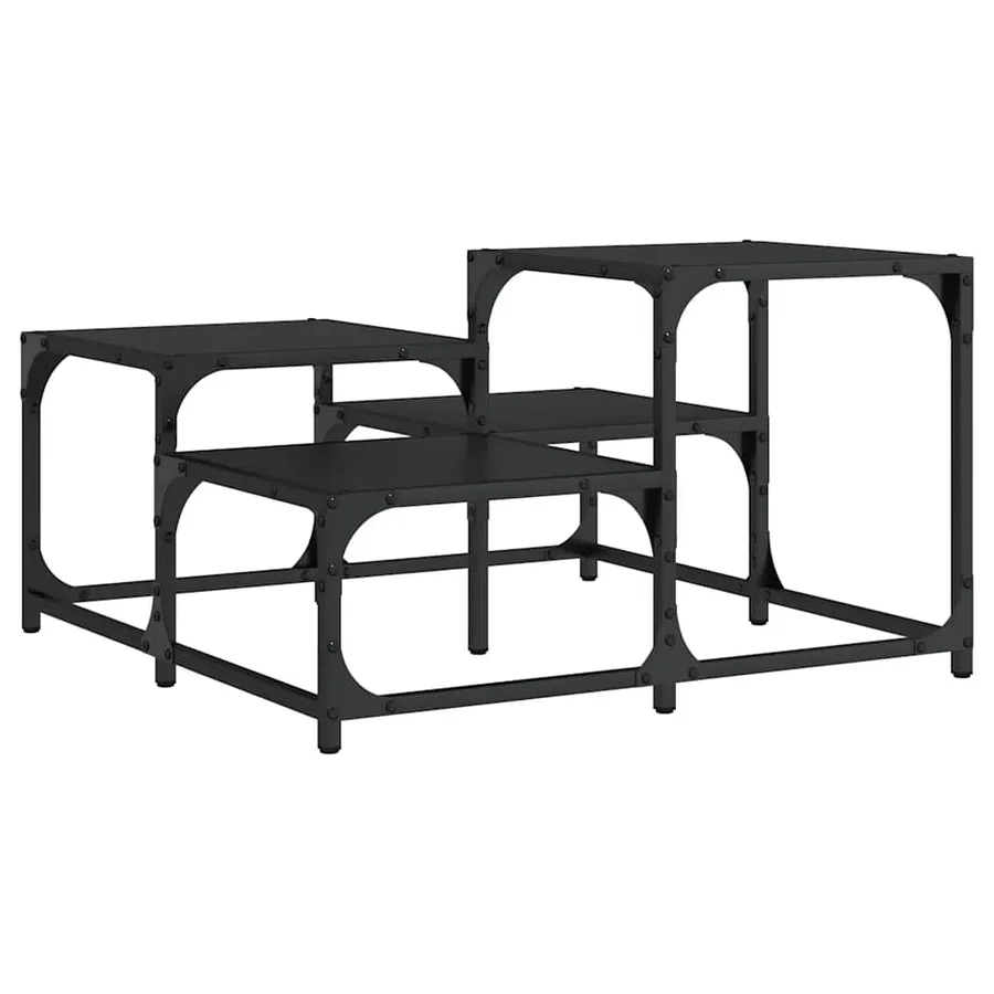 Table basse noir 68x68x40 cm bois d'ingénierie - 2