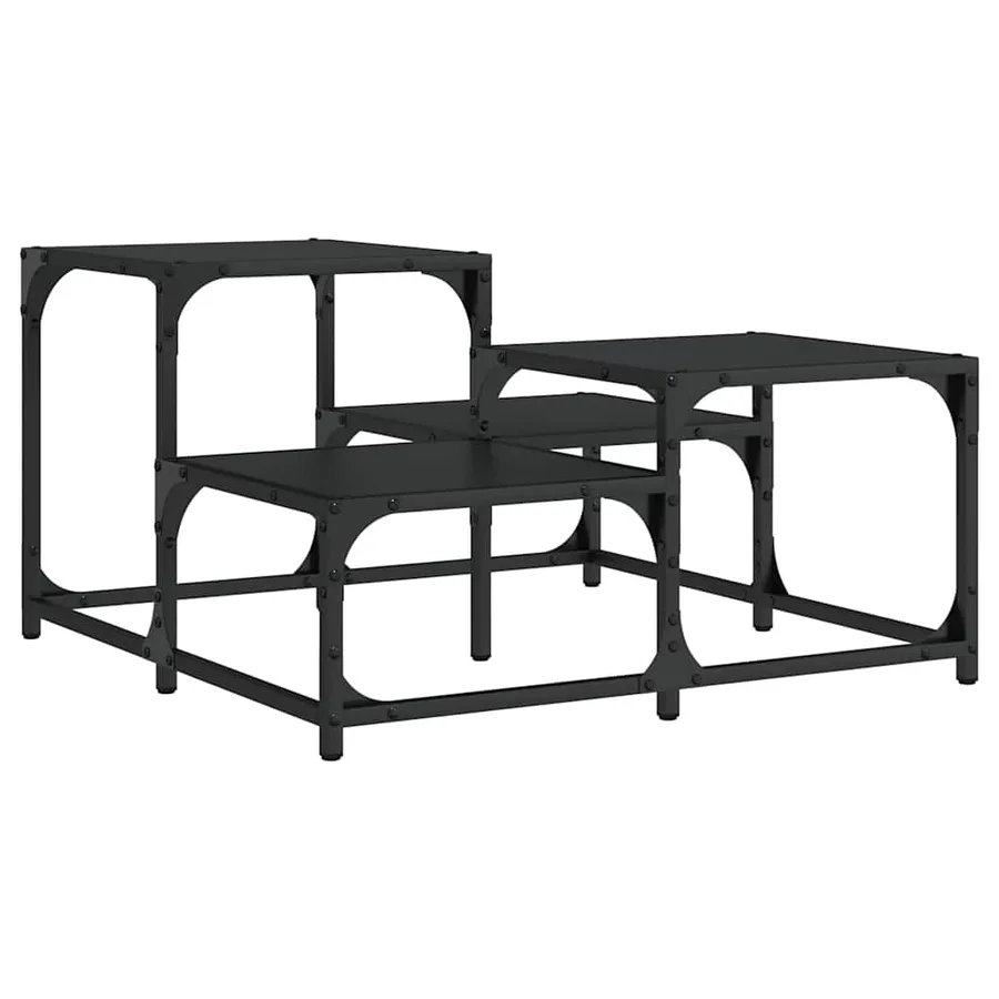 Table basse noir 68x68x40 cm bois d'ingénierie - 6