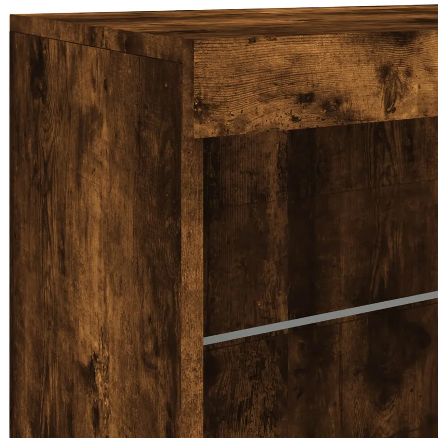Buffet avec lumières LED chêne fumé 142,5x37x67 cm - 12