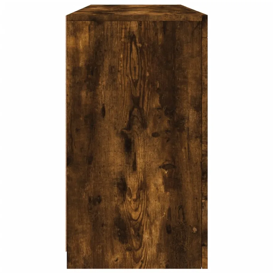 Buffet avec lumières LED chêne fumé 142,5x37x67 cm - 7