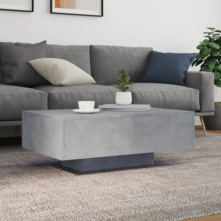 Table basse avec lumières LED gris béton 85x55x31 cm - 4