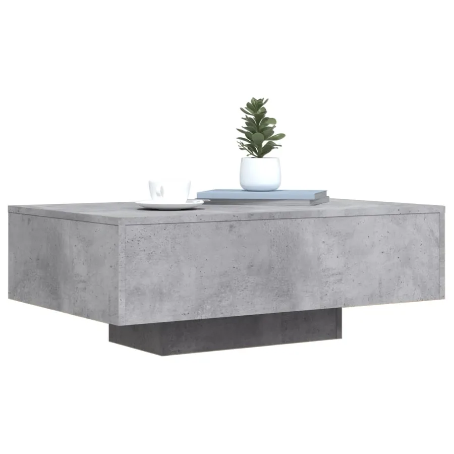 Table basse avec lumières LED gris béton 85x55x31 cm - 5