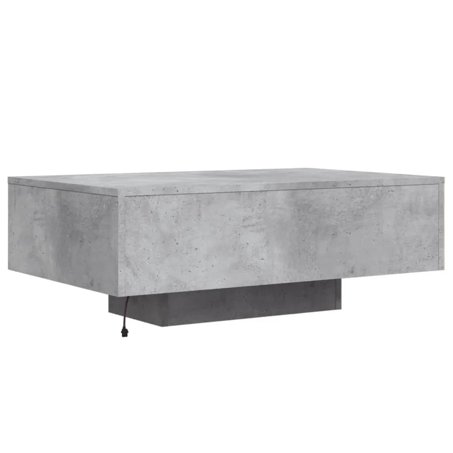 Table basse avec lumières LED gris béton 85x55x31 cm - 8