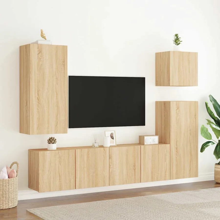 Meuble TV mural chêne sonoma 80x30x41 cm - 11