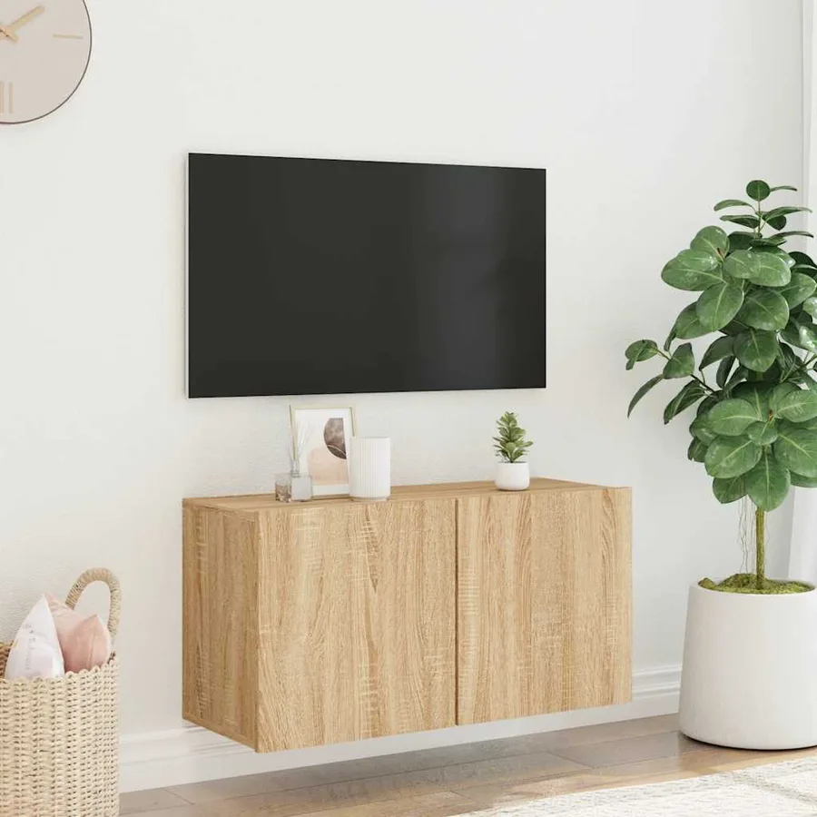Meuble TV mural chêne sonoma 80x30x41 cm - 3