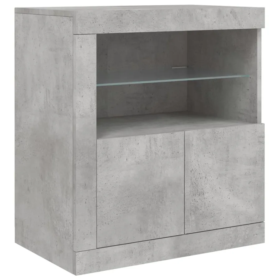 Buffet avec lumières LED gris béton 283x37x67 cm - 10