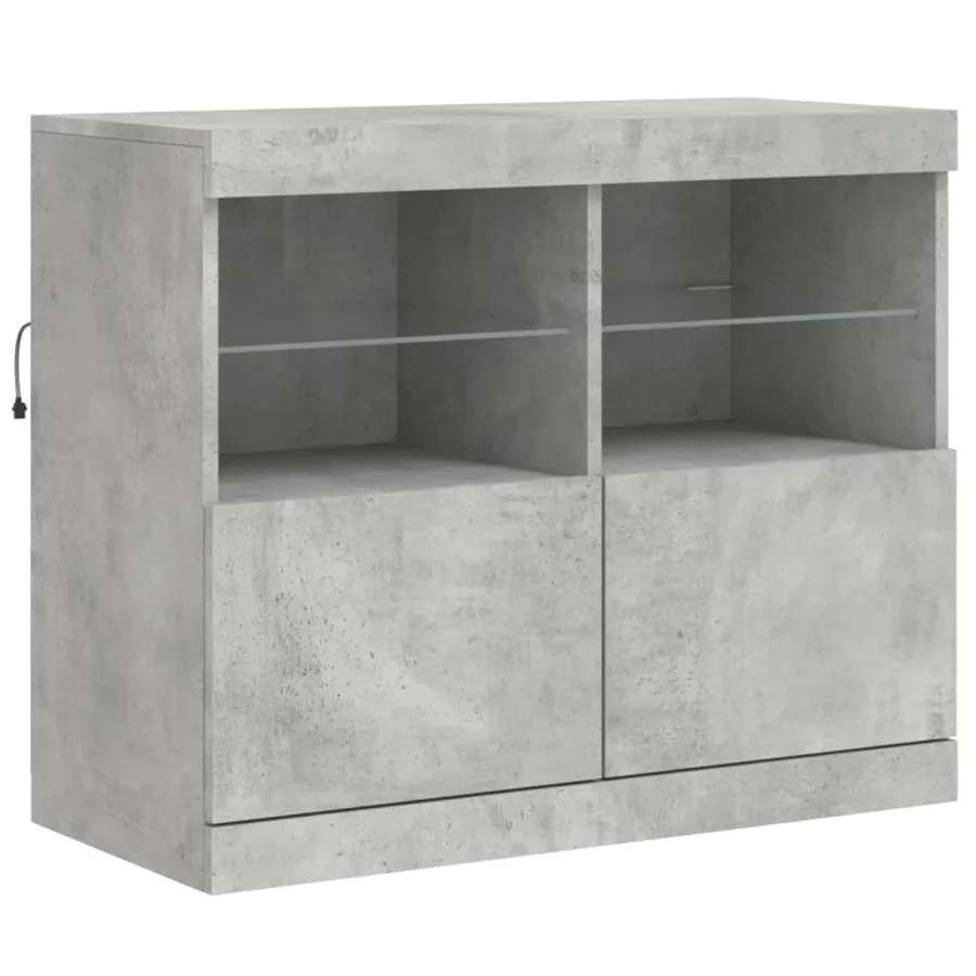 Buffet avec lumières LED gris béton 283x37x67 cm - 12