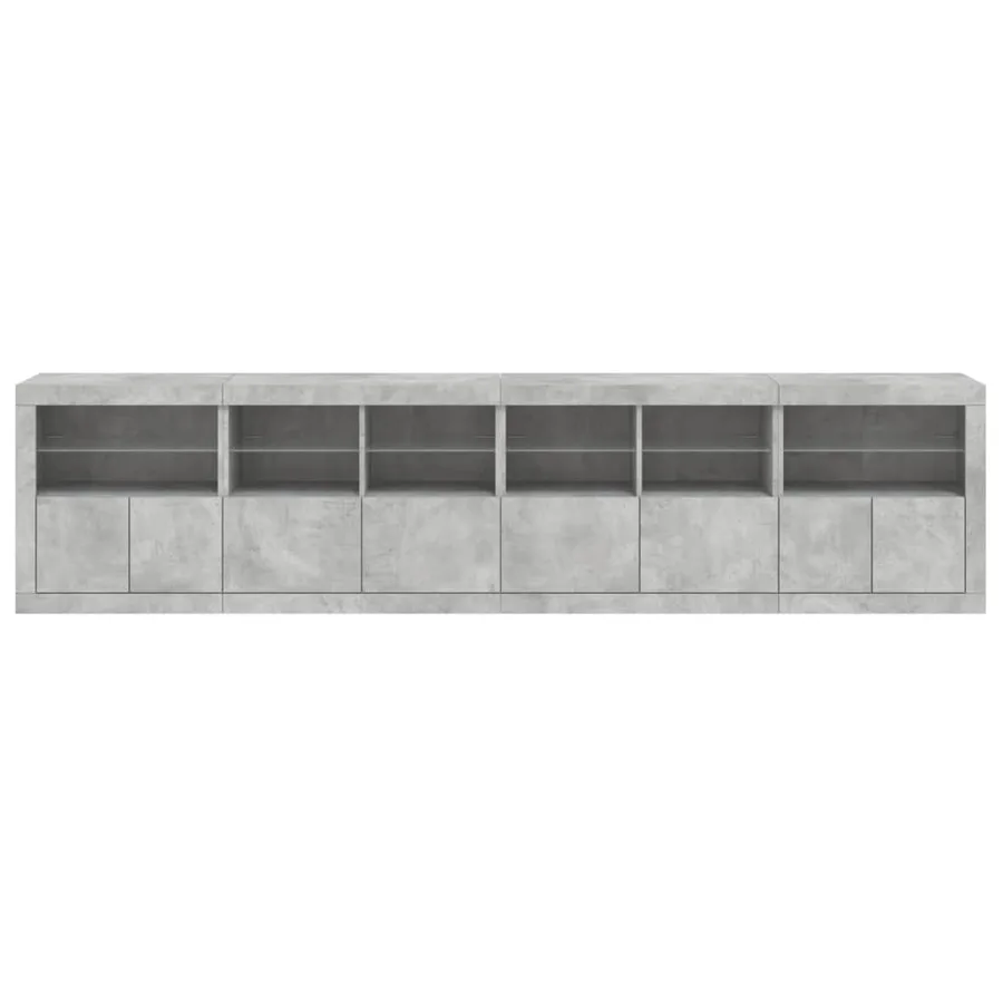 Buffet avec lumières LED gris béton 283x37x67 cm - 7