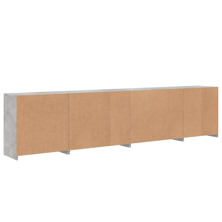 Buffet avec lumières LED gris béton 283x37x67 cm - 9