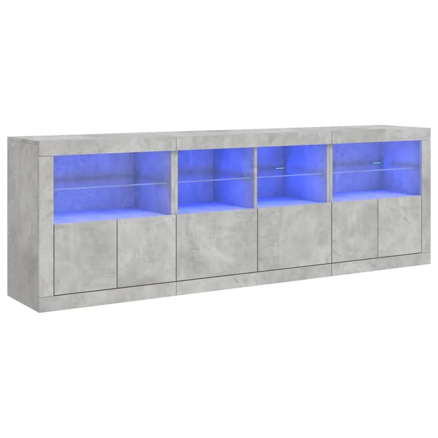 Buffet avec lumières LED gris béton 202x37x67 cm - 2