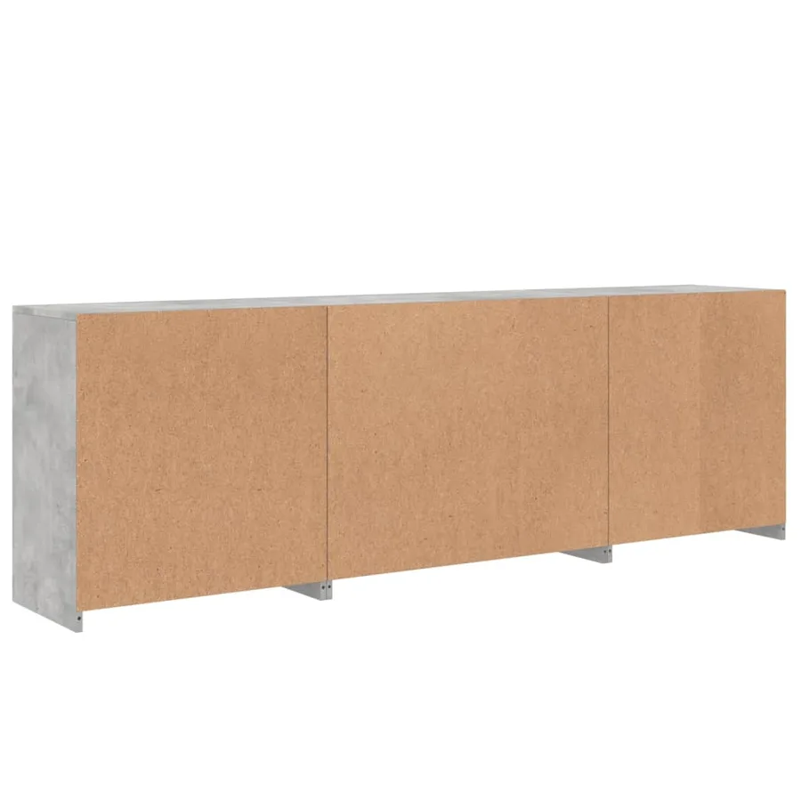 Buffet avec lumières LED gris béton 202x37x67 cm - 9