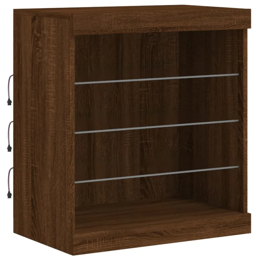 Buffet avec lumières LED chêne marron 60,5x37x67 cm - 5