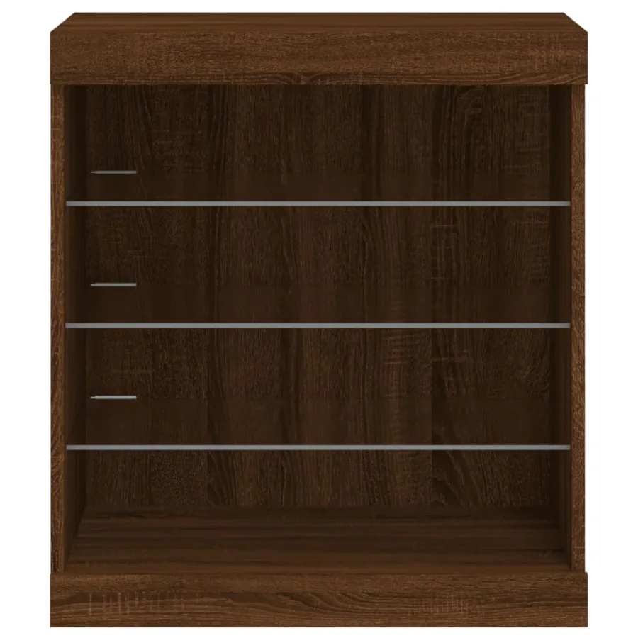 Buffet avec lumières LED chêne marron 60,5x37x67 cm - 6