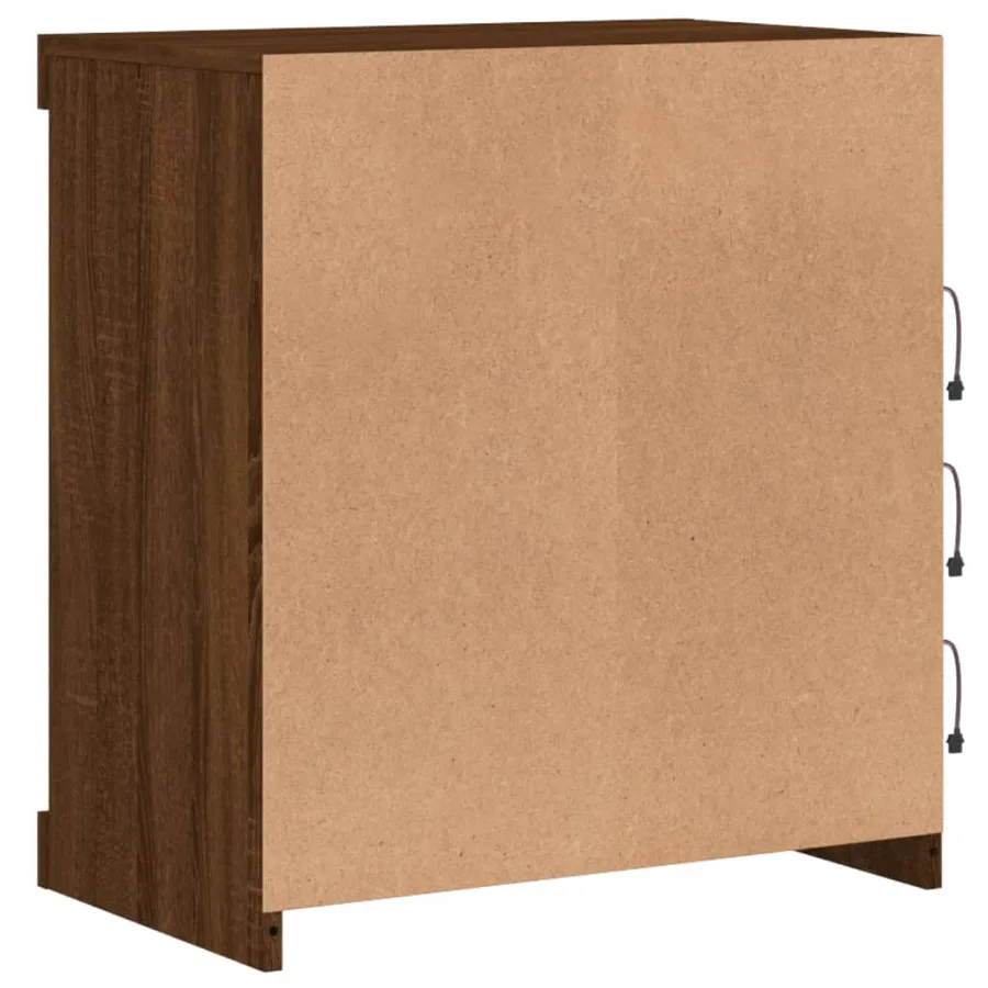 Buffet avec lumières LED chêne marron 60,5x37x67 cm - 8
