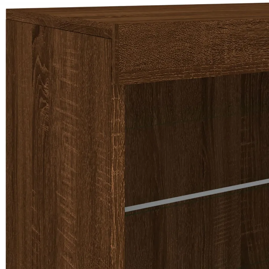 Buffet avec lumières LED chêne marron 60,5x37x67 cm - 9