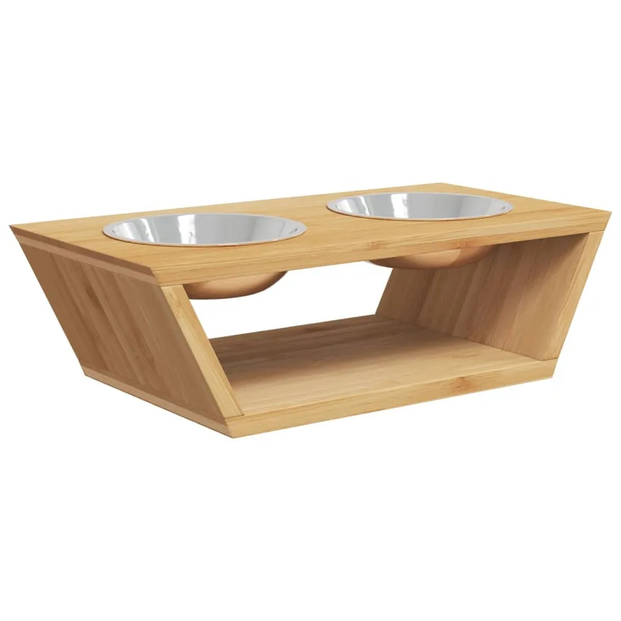 Bols surélevés pour chiens 35,5x18x10,5 cm bambou - 2