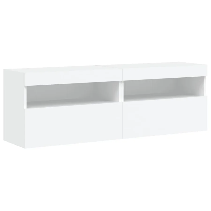 Meubles TV muraux avec lumières LED 2 pcs blanc 60x30x40 cm - 3