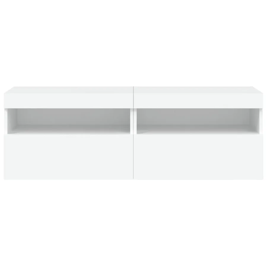 Meubles TV muraux avec lumières LED 2 pcs blanc 60x30x40 cm - 9
