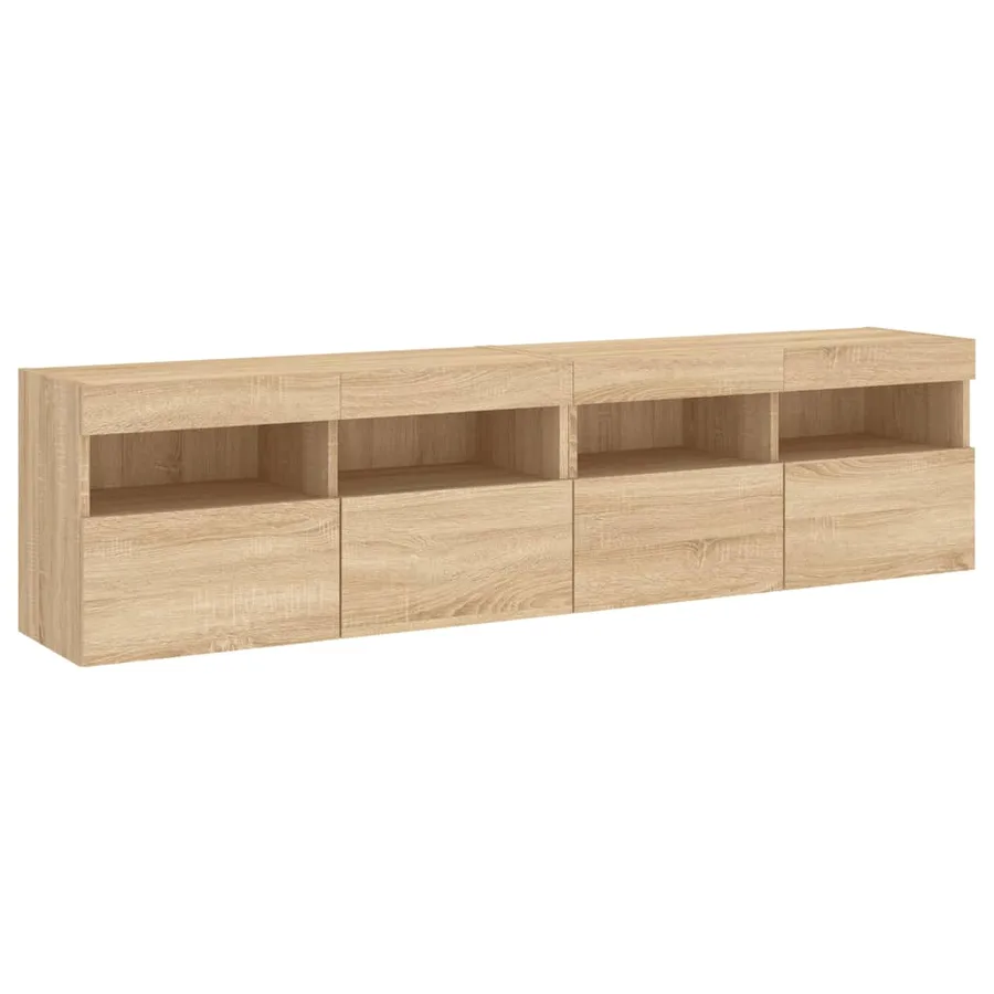 Meubles TV muraux lumières LED 2 pcs chêne sonoma 80x30x40 cm - 3