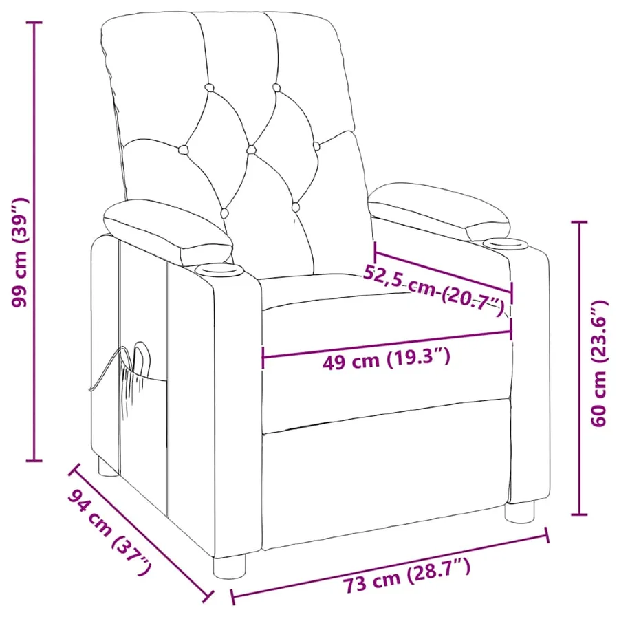Fauteuil de massage Noir Tissu - 10