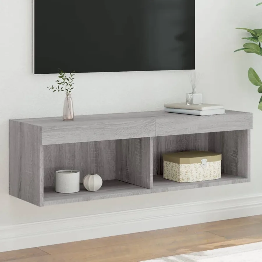 Meuble TV avec lumières LED sonoma gris 100x30x30 cm