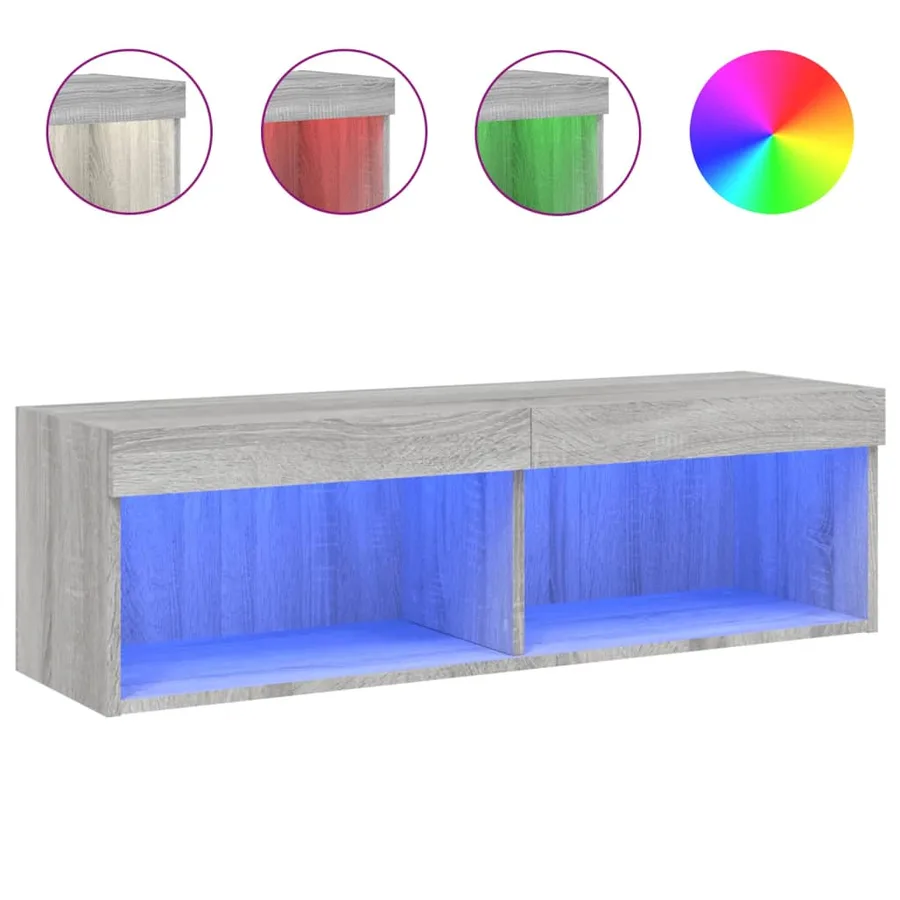 Meuble TV avec lumières LED sonoma gris 100x30x30 cm - 2