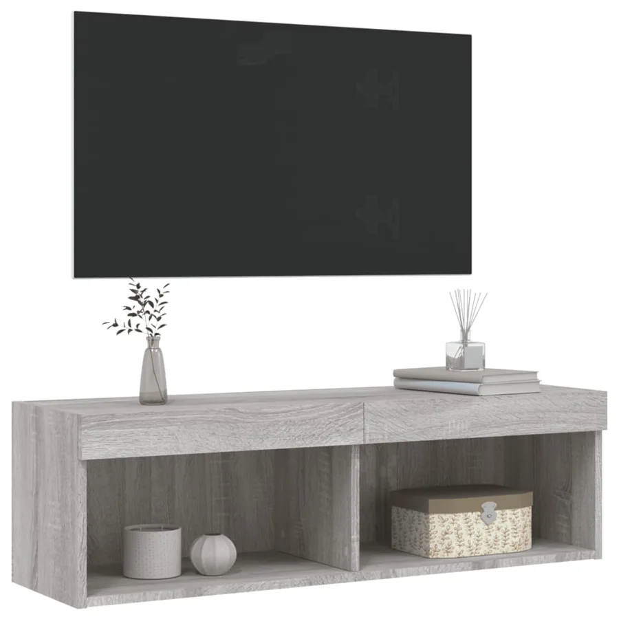 Meuble TV avec lumières LED sonoma gris 100x30x30 cm - 8