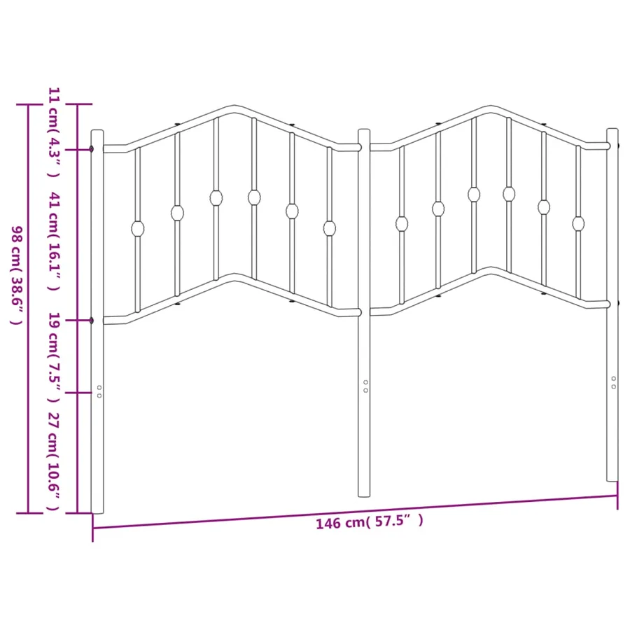 Tête de lit de remplacement métal noir 140 cm - 6