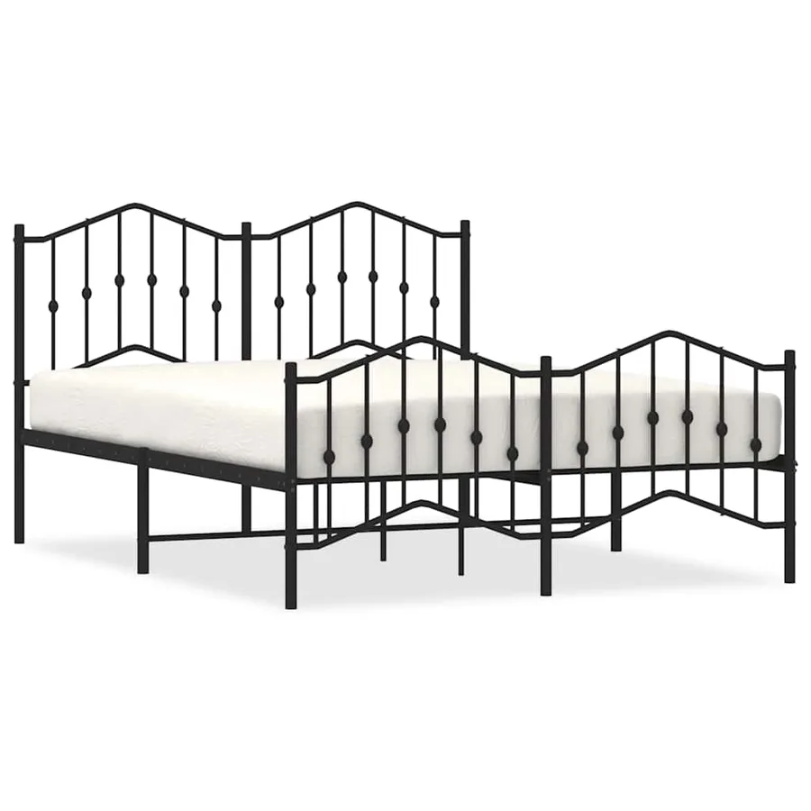 Cadre de lit métal sans matelas avec pied de lit noir 140x200cm - 2