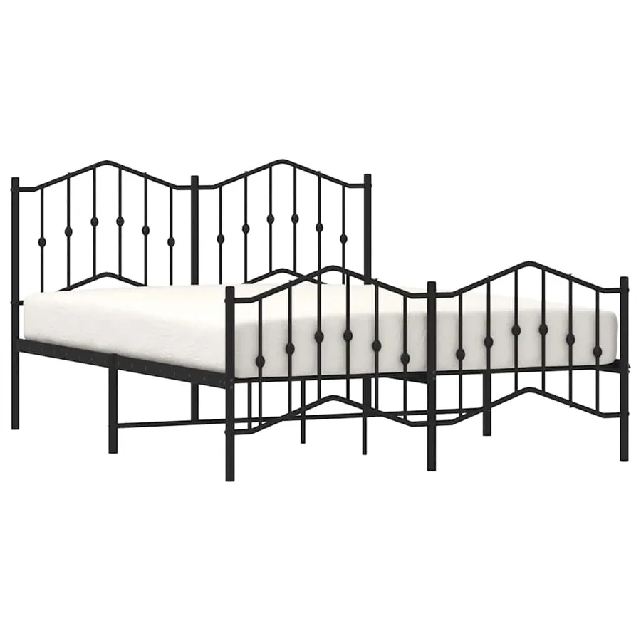 Cadre de lit métal sans matelas avec pied de lit noir 140x200cm - 3