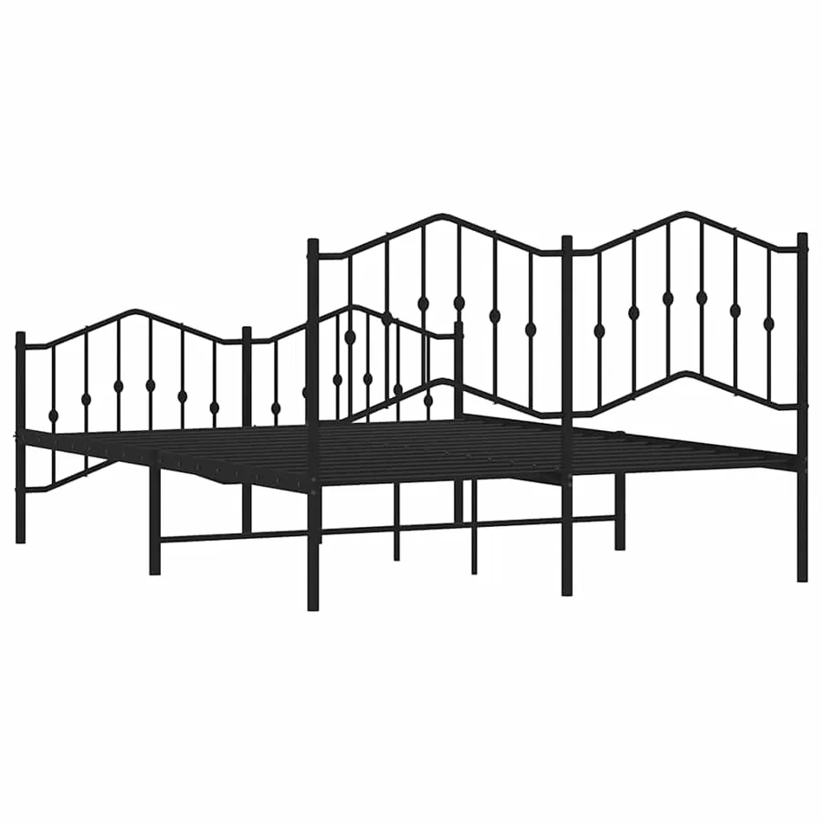 Cadre de lit métal sans matelas avec pied de lit noir 140x200cm - 7