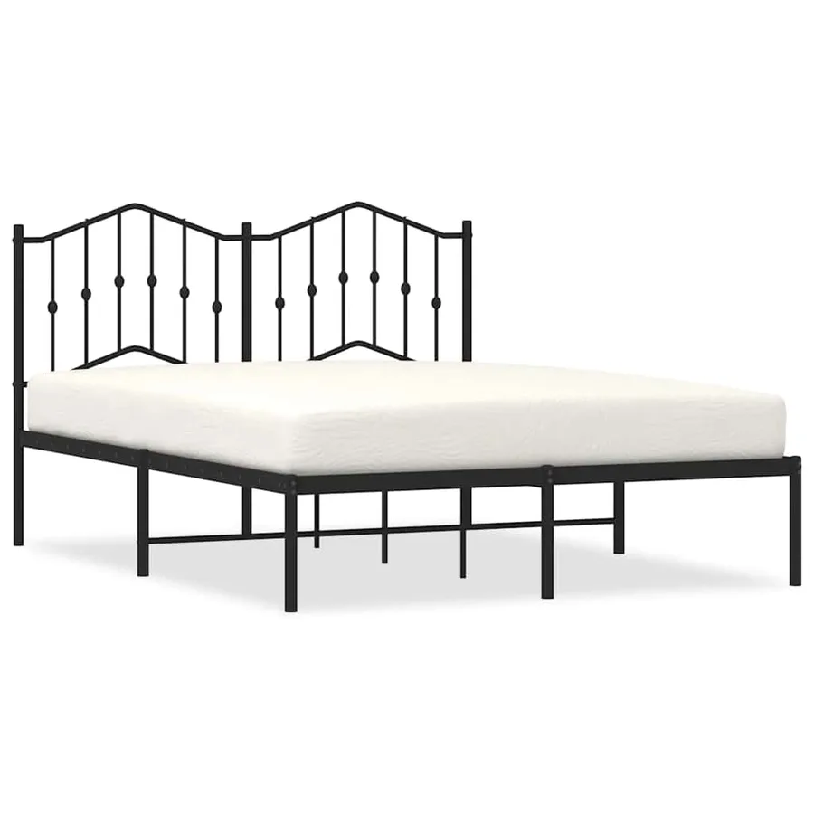 Cadre de lit métal sans matelas avec tête de lit noir 150x200cm - 2
