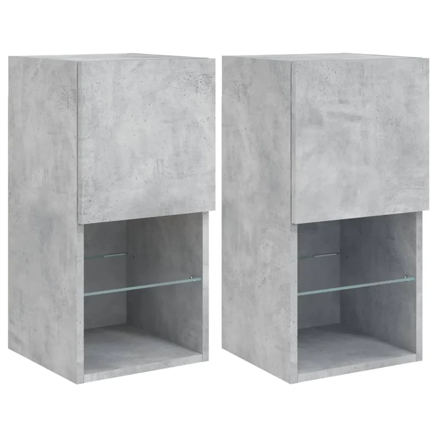 Meubles TV avec lumières LED 2 pcs gris béton 30,5x30x60 cm - 2