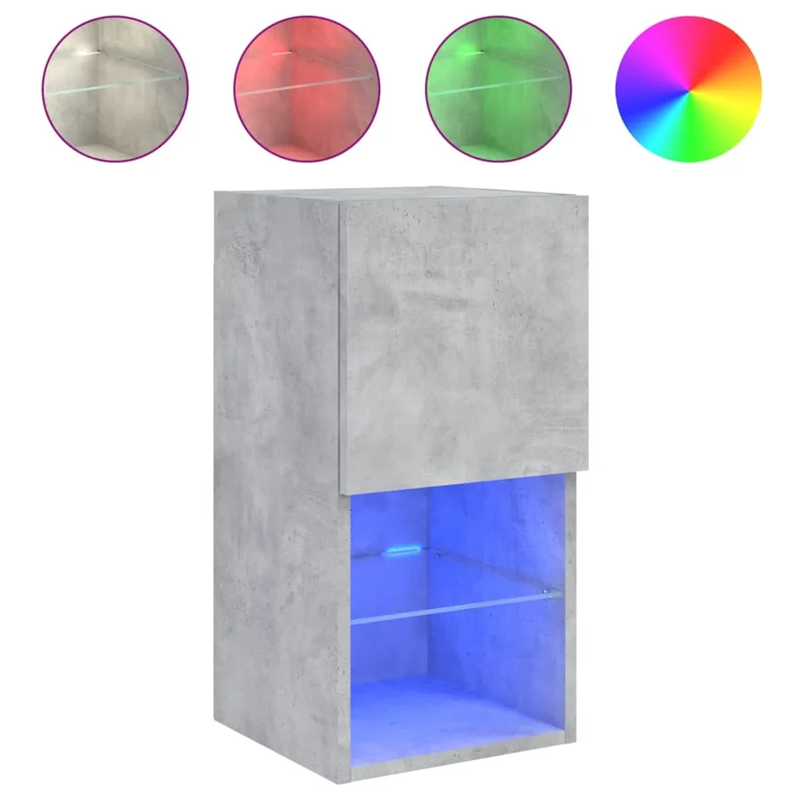 Meubles TV avec lumières LED 2 pcs gris béton 30,5x30x60 cm - 6